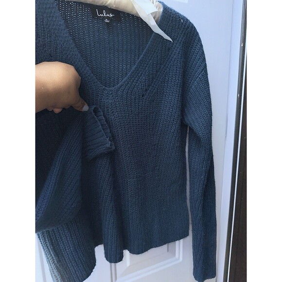Lulus Teal Multi Knit V- Neck Sweater‎ SKU 3 - Picture 5 of 7